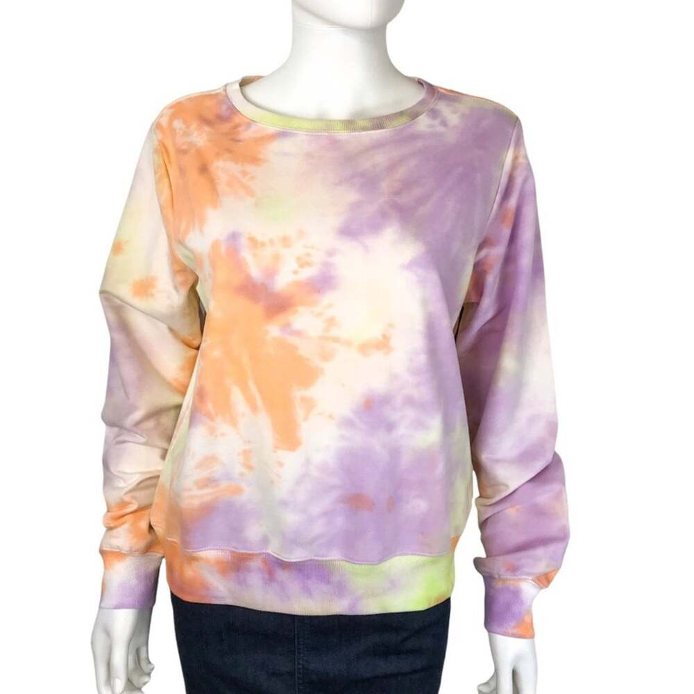 Wildfox NWT Tie-Dye Sweatshirt Soft & Cozy Multi-color Purple Yellow Med